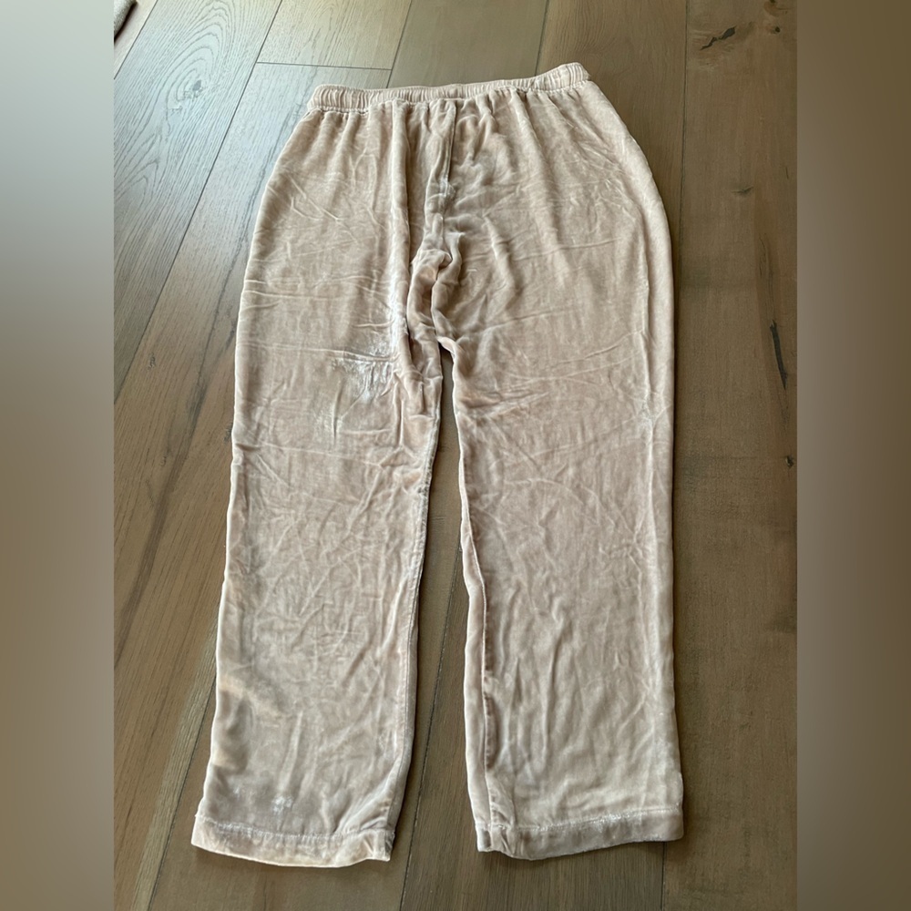Young Fabulous & Broke Velour/Silk Tan Joggers, size small - Picture 2 of 7